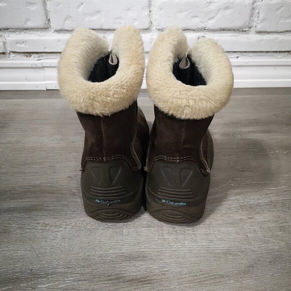 Columbia Omni Heat Ladies Size 4 Dk Brown Front Zip Waterproof Soles Ankle Boots - Picture 5 of 11